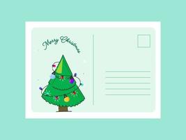 öppen tömma önskar kort med tryckt xmas träd för glad jul firande. vektor