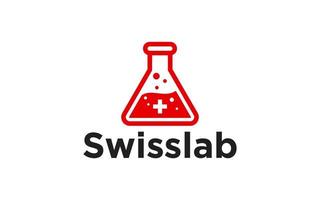schweizerisch Labor Logo Designs Konzept, Wissenschaft und Medizin kreativ Symbol Labor Logo Vorlage vektor