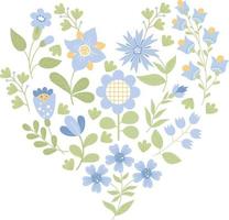 blommig hjärta av blå blommor vektor