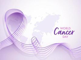 medvetenhet lila band tillverkad av prickar för värld cancer dag begrepp. vektor