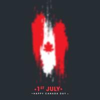 fläck grunge nationell flagga av kanadensisk med 1:a juli text på grå bakgrund för Lycklig kanada dag. vektor