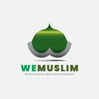 islamic värld moské arkitektur w mönster logotyp vektor