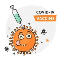 vektor illustration av spruta attackera till virus för Nej Mer korona, covid-19 vaccination begrepp.