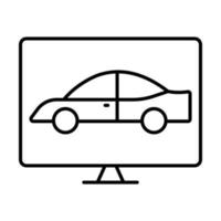 Auto Diagnose Symbol Illustration. Auto Symbol mit Laptop. Symbol verbunden zu Auto Service, Auto Reparatur. Gliederung Symbol Stil. einfach Vektor Design editierbar