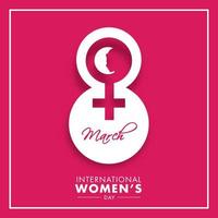 Papier Schnitt 8 März mit weiblich Geschlecht Zeichen auf Rosa Hintergrund zum International Damen Tag. vektor