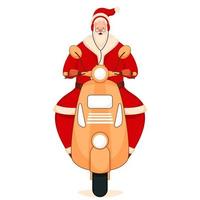 Santa claus Hör mal zu Musik- von Kopfhörer mit Reiten auf Roller. vektor