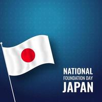 National Stiftung Tag Konzept mit glänzend Japan Flagge auf Blau Hintergrund. vektor