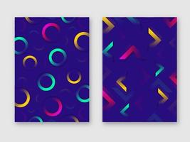 lila abstrakt Design Vorlage dekoriert mit bunt geometrisch gestalten Kreis und Dreieck. vektor