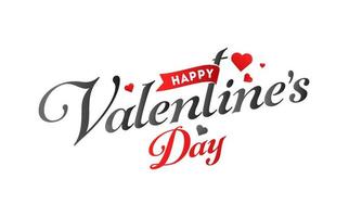 Kalligraphie glücklich Valentinstag Tag Text im schwarz und rot Farbe mit Herzen auf Weiß Hintergrund. vektor