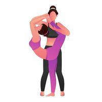 Yoga Trainer üben zu Frau im natarajasana Pose. vektor