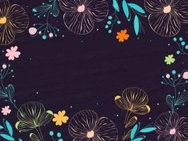 lila Grunge bewirken Hintergrund dekoriert mit Blumen, Blätter und Beere Geäst. vektor