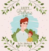 glückliche Vatertagskarte mit Vater und Sohn Zeichen vektor