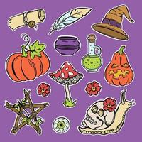 Halloween Etikette Pack astrologisch himmlisch skizzieren Vektor einstellen