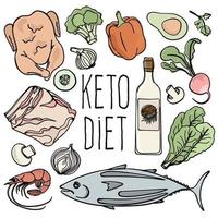 Liebe Keto gesund Essen niedrig carb frisch Vektor Illustration einstellen