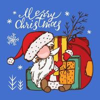 komisch verrückt Santa Neu Jahr Hand gezeichnet Vektor Illustration einstellen