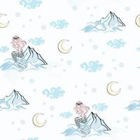 Berg Meerjungfrau Neu Jahr nahtlos Muster Vektor Illustration