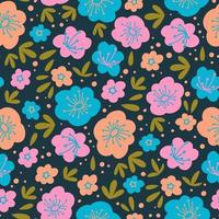 blommig klotter natur textil- skriva ut sömlös mönster vektor