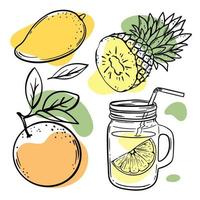 Multi-Frucht Smoothies frisch Saft Vektor Illustration einstellen