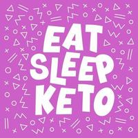 äta sömn friska keto diet skriva ut baner vektor illustration