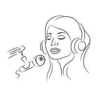 Mädchen singen Musik- Klang Aufzeichnung online Vektor Illustration