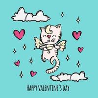 Lycklig valentine kattunge cupid skjuter en rosett vektor illustration