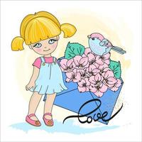 glücklich Vogel Valentinstag Tag Kinder Vektor Illustration einstellen
