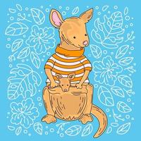 Känguru australisch Tier Karikatur Vektor Illustration einstellen