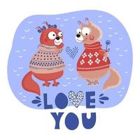 Liebe Eichhörnchen Valentinstag Tag Tier Vektor Illustration einstellen