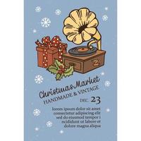 handgemacht Weihnachten Grammophon und Vinyl Markt Banner Vektor