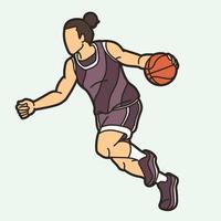 basketboll kvinna spelare verkan vektor