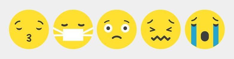 Reaktion Emoticon Design Sammlung Set - Vektor