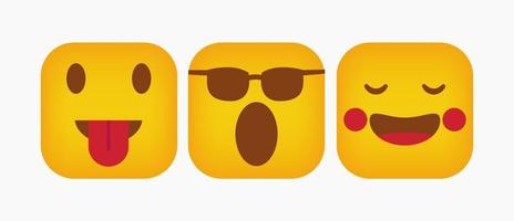 sätta fyrkantig reaktion design emoticon - vektor