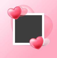 Happy Valentinstag Banner mit Herzen und Fotorahmen vektor