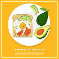 Flaches Frühstück mit Avocado-Vektor-Illustration vektor