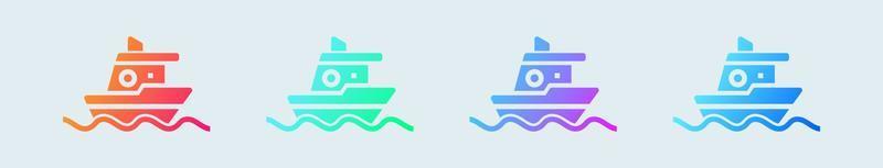 Boot solide Symbol im Gradient Farben. Schiff Zeichen Vektor Illustration.