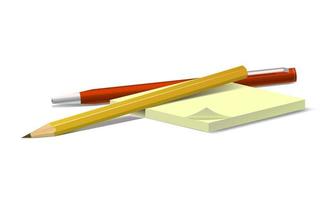 Konzept Stift. Bleistift und Notizbuch auf Weiß Hintergrund. Vektor Clip Art