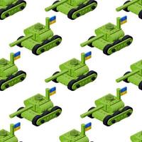 Muster von Grün Panzer mit das Flagge von Ukraine. Vektor Clip Art