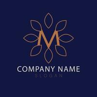 m Brief Logo Design. Sonnenblume mit Brief Logotyp. Luxus Blumen- Logo. vektor