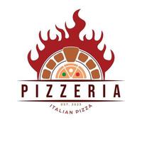 Ofen und Pizza Logo Vorlage Vektor. Luxus Pizzeria Logotyp. Italienisch Pizza eben Logo Design. vektor