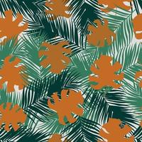 Palme und Monstera Blätter nahtlos Muster Design. tropisch Blätter Ast und Monstera Sommer- Muster Design. tropisch Blumen- Muster Hintergrund. modisch Brasilianer Illustration. vektor