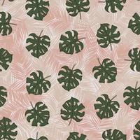 Palme und Monstera Blätter nahtlos Muster Design. tropisch Blätter Ast und Monstera Sommer- Muster Design. tropisch Blumen- Muster Hintergrund. modisch Brasilianer Illustration. vektor