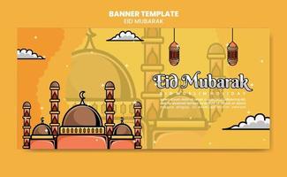 Design Landschaft Banner Vorlage mit eid Mubarak Thema vektor