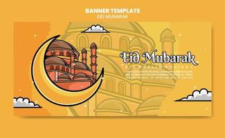 Design Landschaft Banner Vorlage mit eid Mubarak Thema vektor