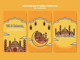 uppsättning berättelse mall design för Instagram eid mubarak porträtt storlek vektor