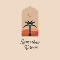 Ramadhan kareem Lycklig moslem säsong, estetisk design konst skön efterrätt med datum handflatan vektor