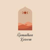 glücklich Fasten Tag Ramadhan Jahreszeit islamisch Tag, ästhetisch Design Konzept Mauer Dekoration vektor