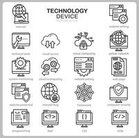teknik ikonuppsättning för webbplats, dokument, affisch design, utskrift, applikation. teknik enhet koncept ikon dispositionsformat. vektor