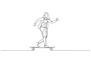 Geschäftsfrau Reiten Skateboard. Metapher zum Jugend tun Geschäft vektor