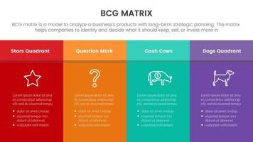 bcg Wachstum Teilen Matrix Infografik Daten Vorlage mit groß Tabelle Banner bunt Konzept zum rutschen Präsentation vektor