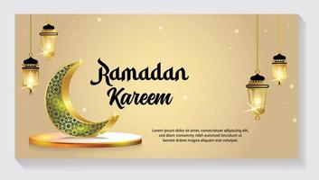 Halbmond islamisch mit Laterne zum Ramadan karem. golden Hälfte Mond, Vektor Illustration Design